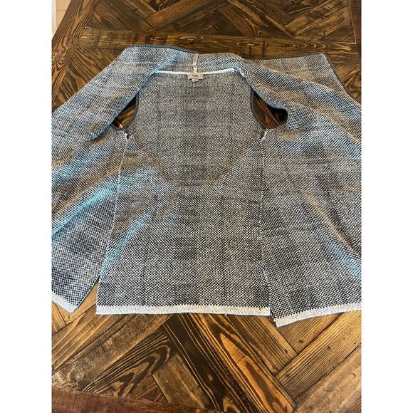 Yaira Wool Blend Open Front Cardigan Shaw Women Medium Plaid Neutral Comfy Cozy - Picture 5 of 10